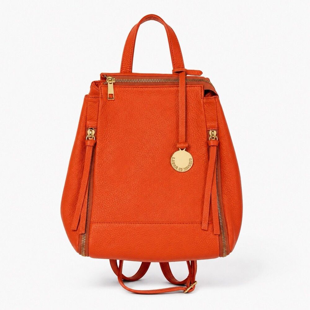 Laura Di Maggio Milano Orange Genuine Leather Backpack Bag Made in Italy